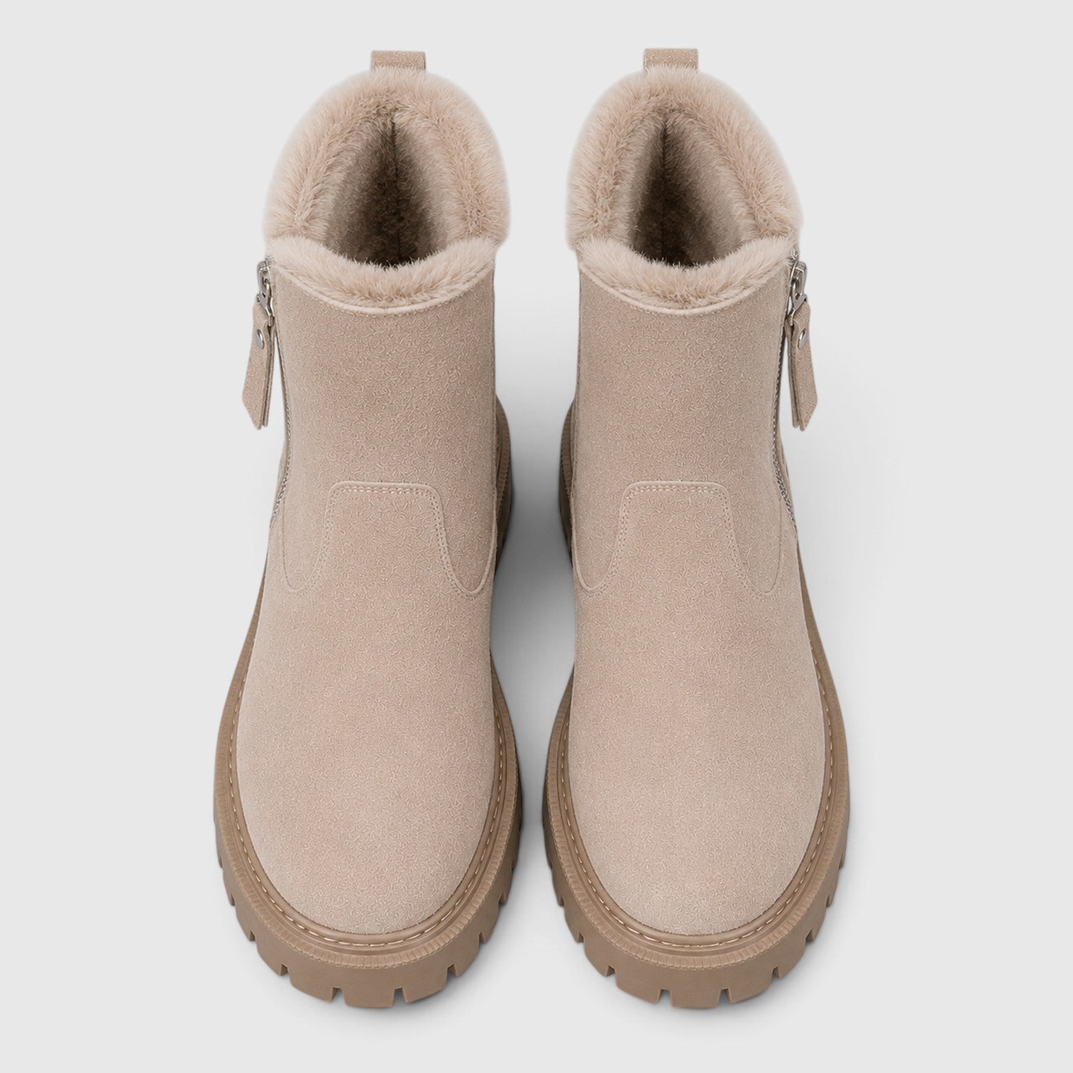 Monvaline | Women’s Suede Ankle Boots – Faux Fur Lined Chunky Sole