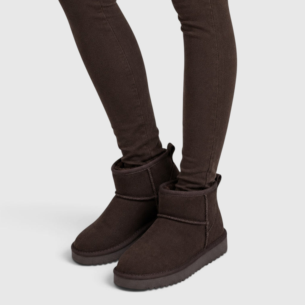 Monvaline | Women’s Suede Ankle Boots – Shearling Lined Slip-On