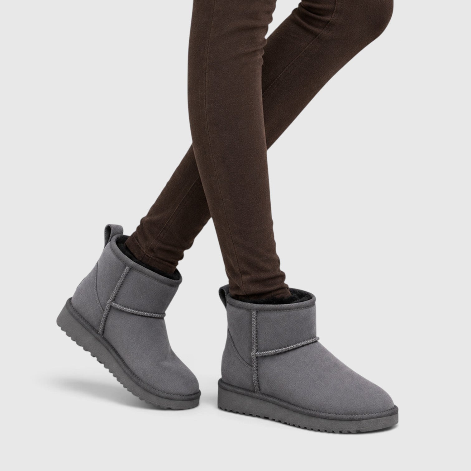 Monvaline | Women’s Suede Ankle Boots – Shearling Lined Slip-On
