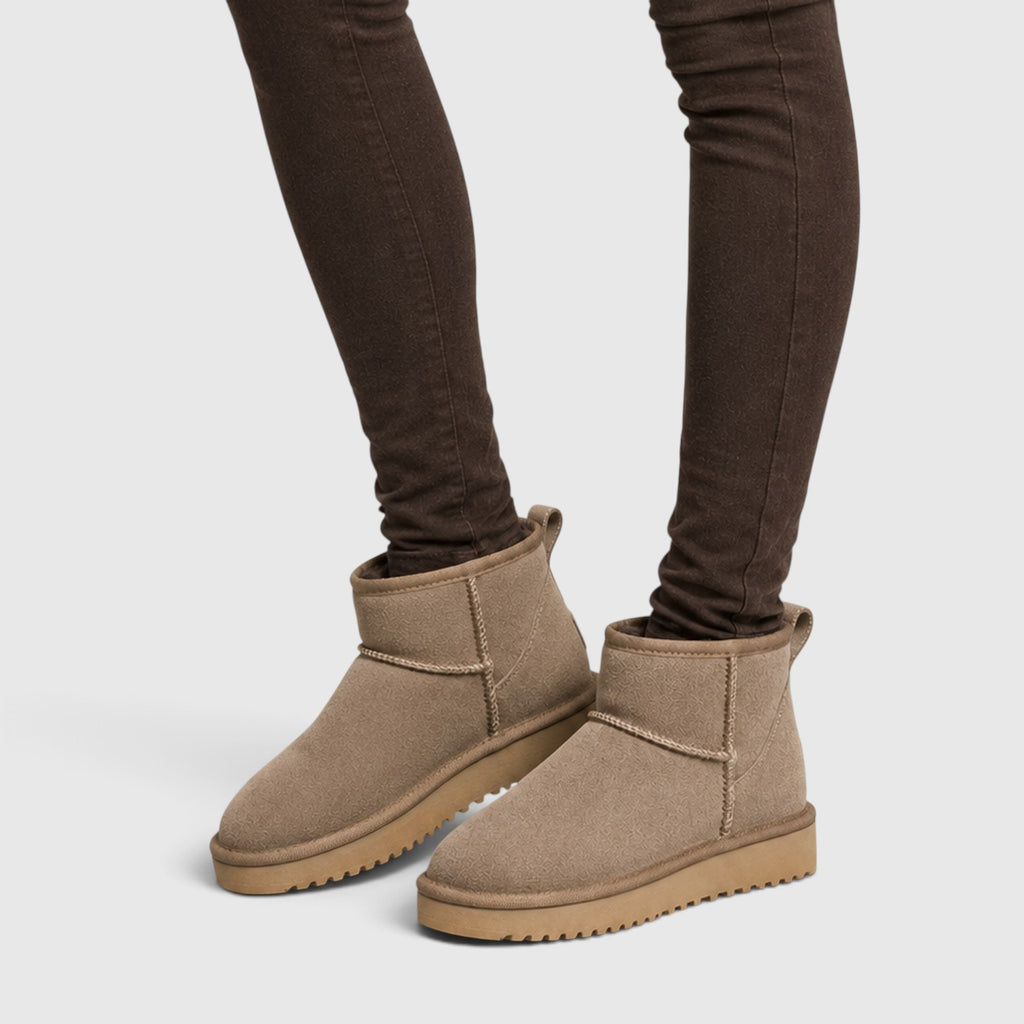 Monvaline | Women’s Suede Ankle Boots – Shearling Lined Slip-On