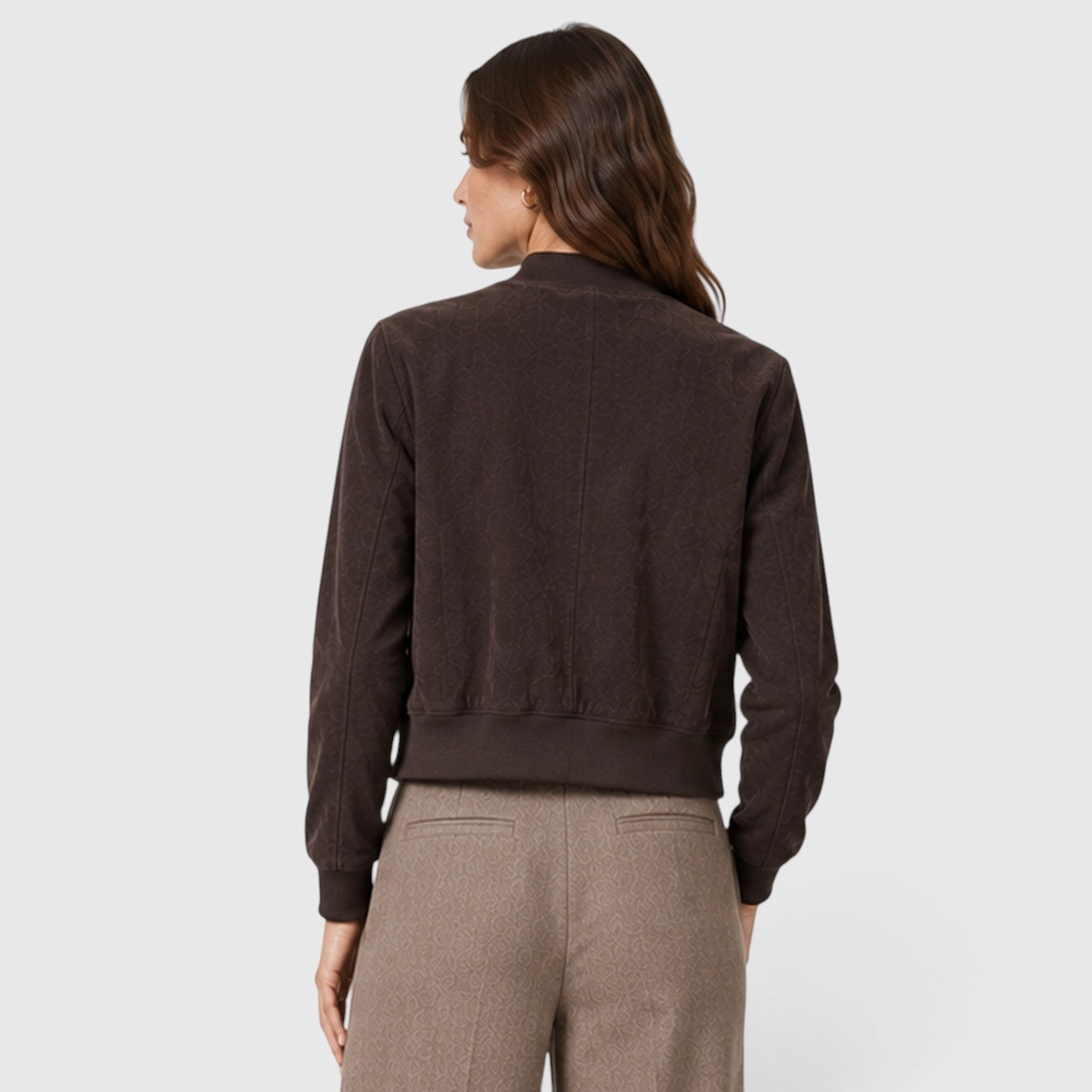 Monvaline | Women’s Suede Bomber Jacket with Gold Zip for Casual Wear