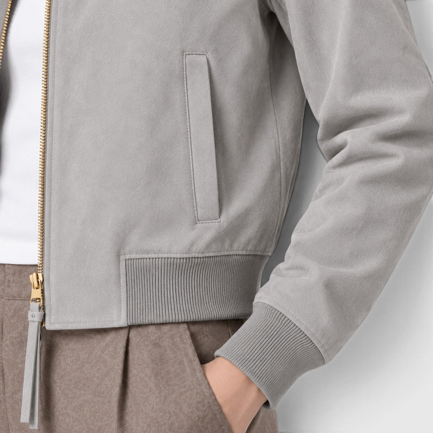 Monvaline | Women’s Suede Bomber Jacket with Gold Zip for Casual Wear