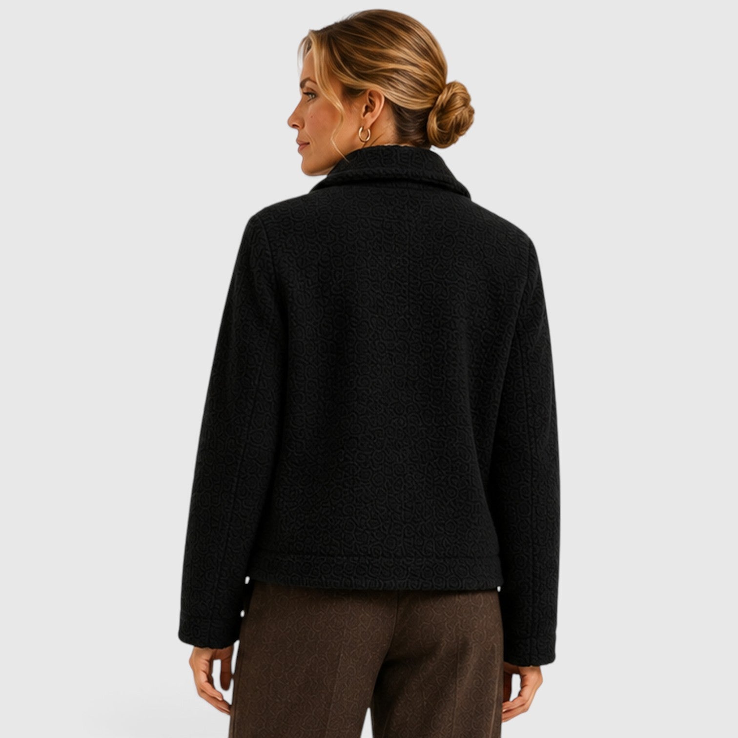 Monvaline | Women’s Textured Knit Blazer Jacket – Button-Up with Pockets