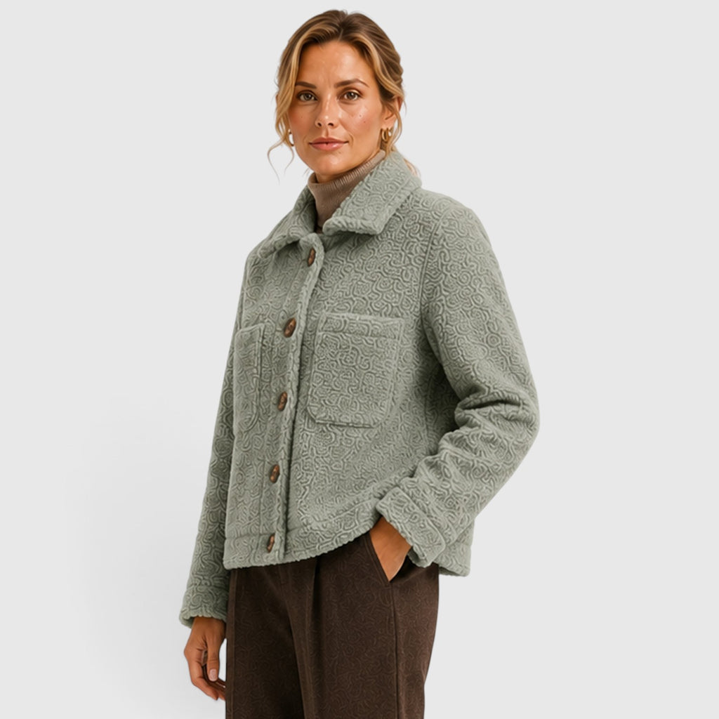 Monvaline | Women’s Textured Knit Blazer Jacket – Button-Up with Pockets