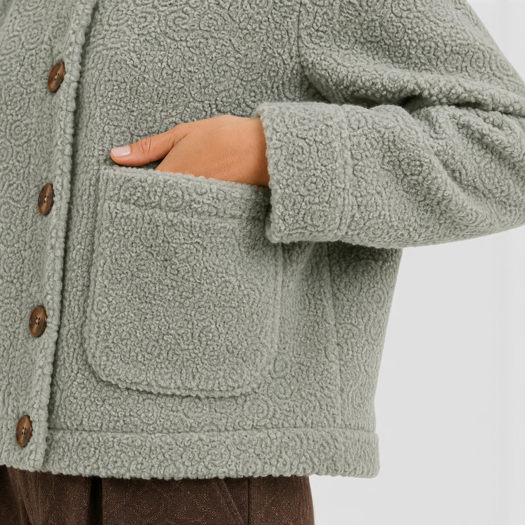 Monvaline | Women’s Textured Knit Blazer Jacket – Button-Up with Pockets