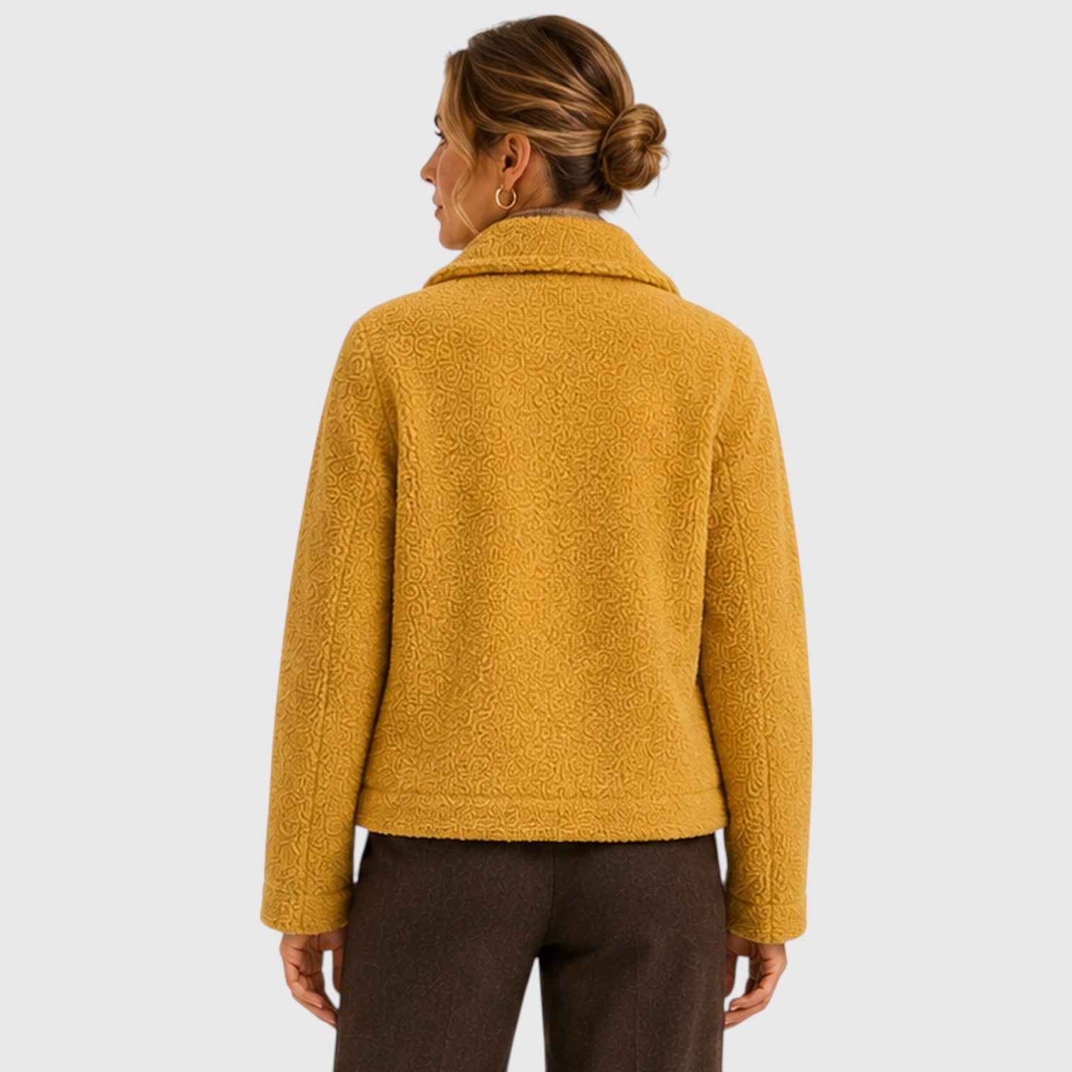 Monvaline | Women’s Textured Knit Blazer Jacket – Button-Up with Pockets