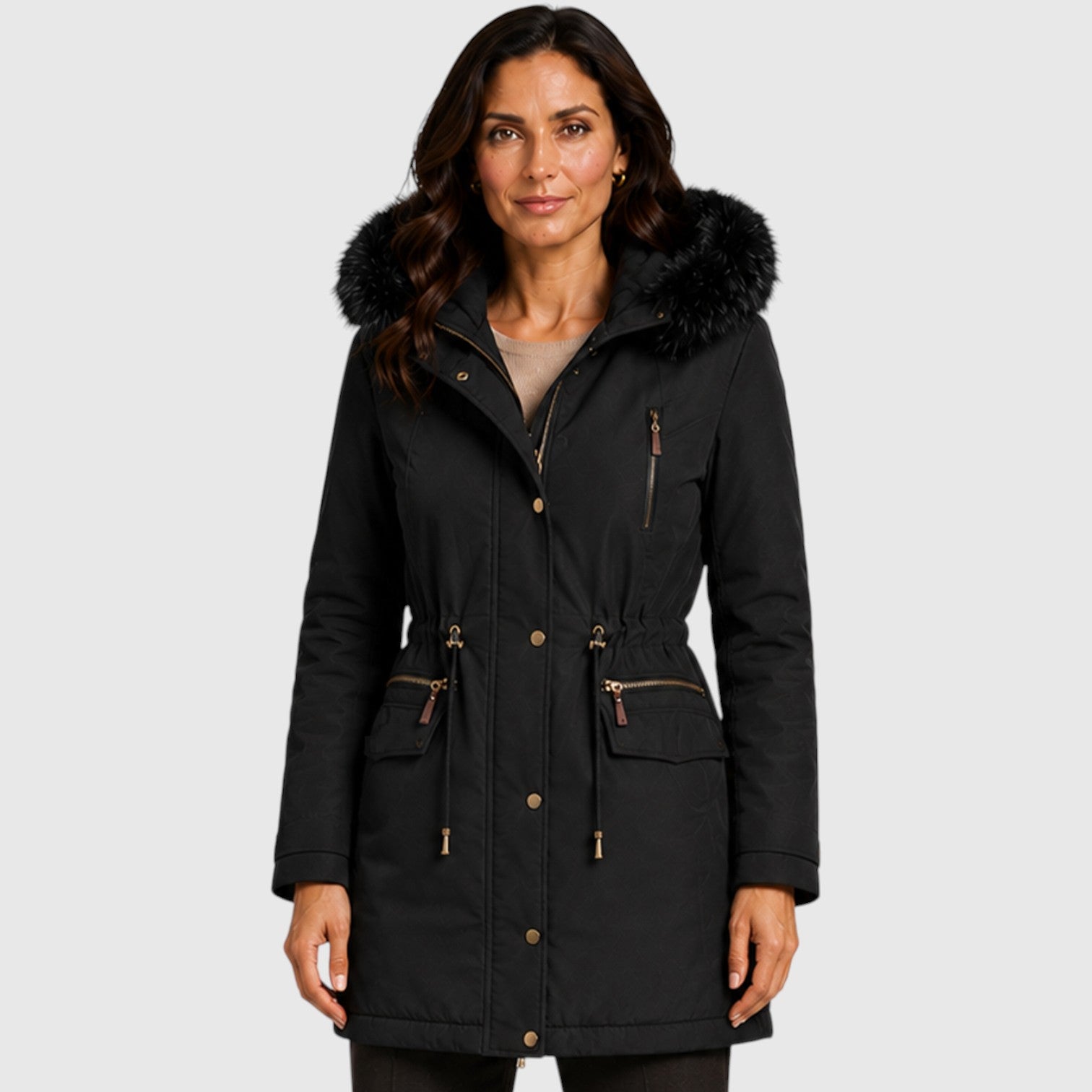 Monvaline | Women’s Warm Hooded Jacket with Zip Front and Pockets