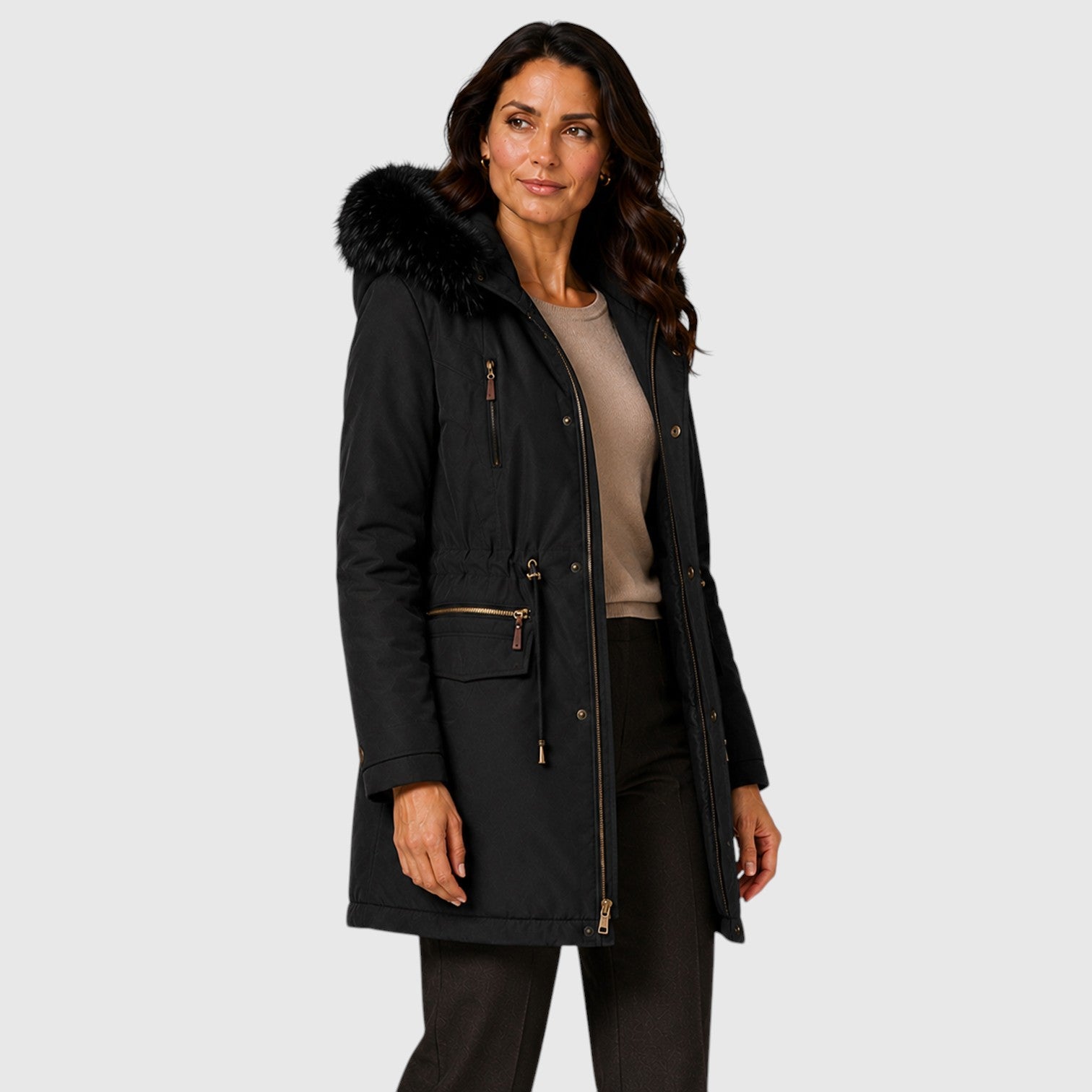 Monvaline | Women’s Warm Hooded Jacket with Zip Front and Pockets