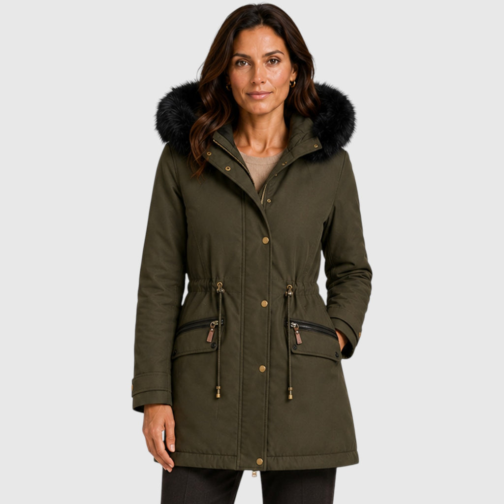 Monvaline | Women’s Warm Hooded Jacket with Zip Front and Pockets