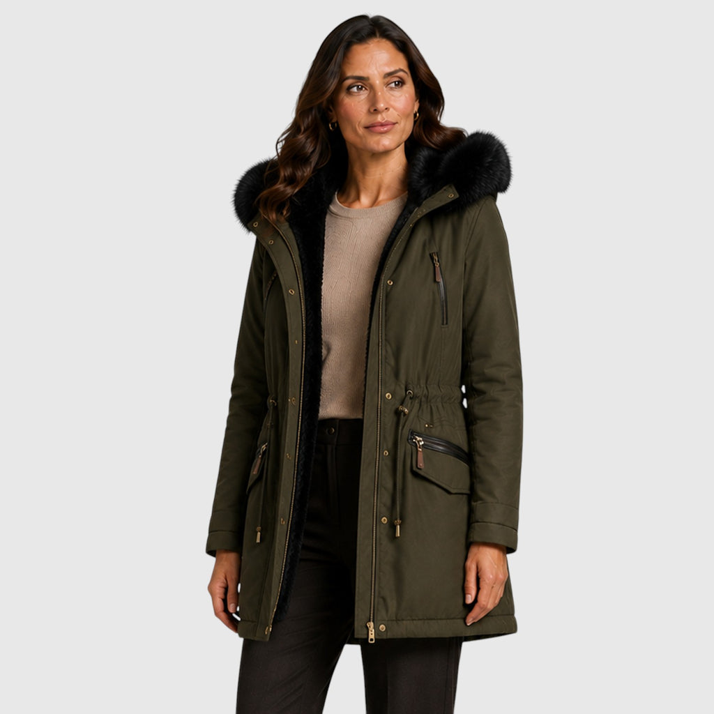 Monvaline | Women’s Warm Hooded Jacket with Zip Front and Pockets