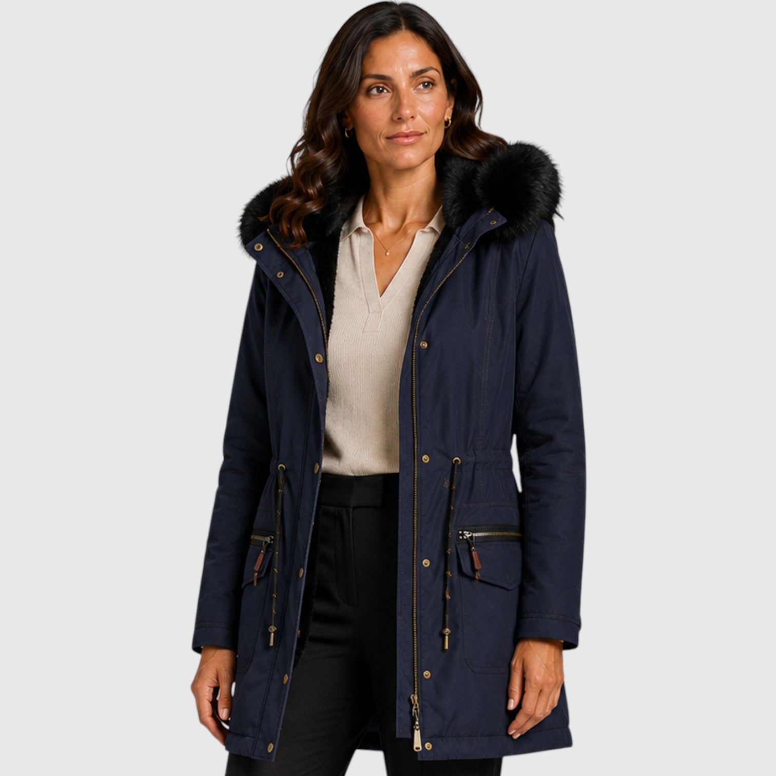 Monvaline | Women’s Warm Hooded Jacket with Zip Front and Pockets