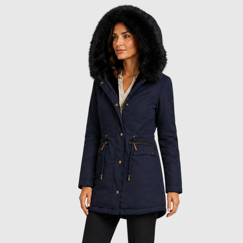 Monvaline | Women’s Warm Hooded Jacket with Zip Front and Pockets