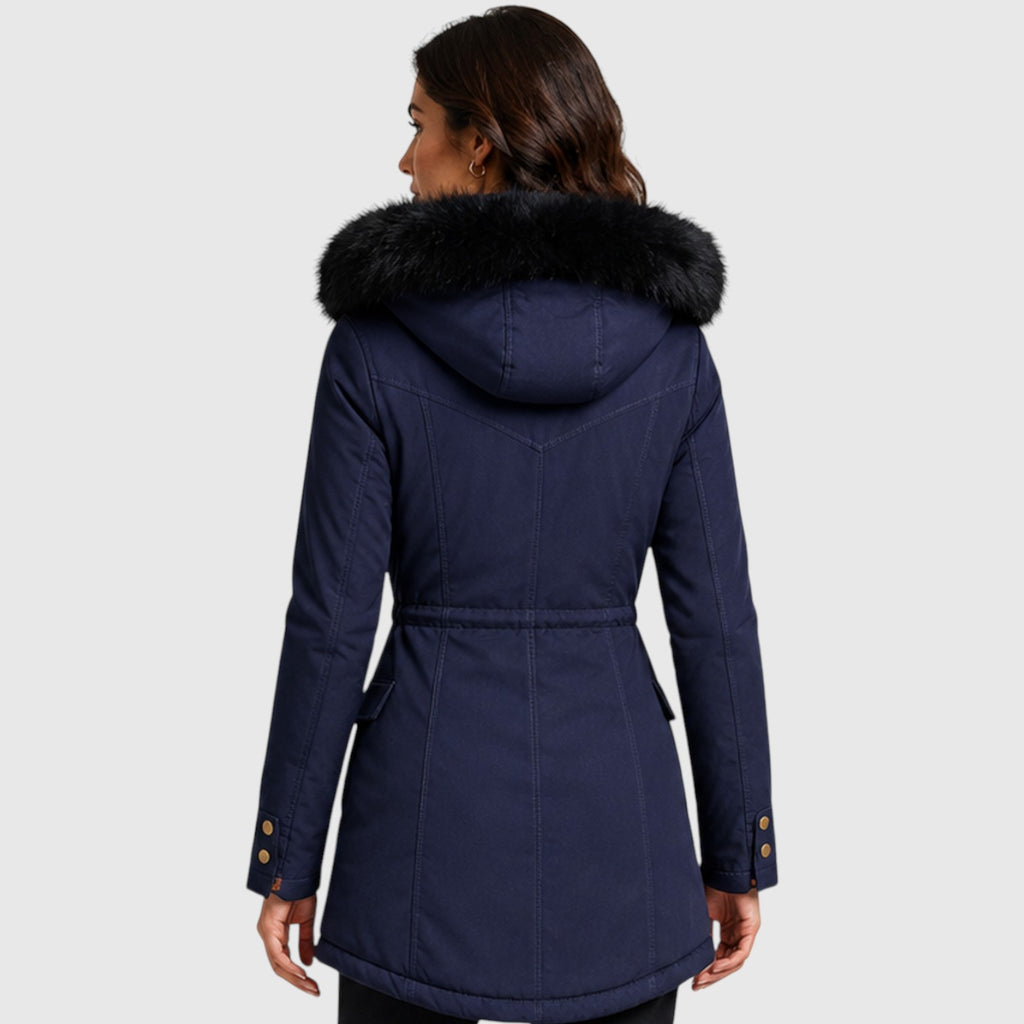 Monvaline | Women’s Warm Hooded Jacket with Zip Front and Pockets