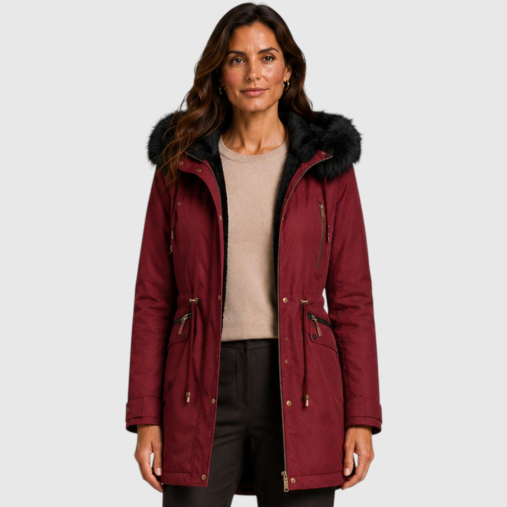 Monvaline | Women’s Warm Hooded Jacket with Zip Front and Pockets