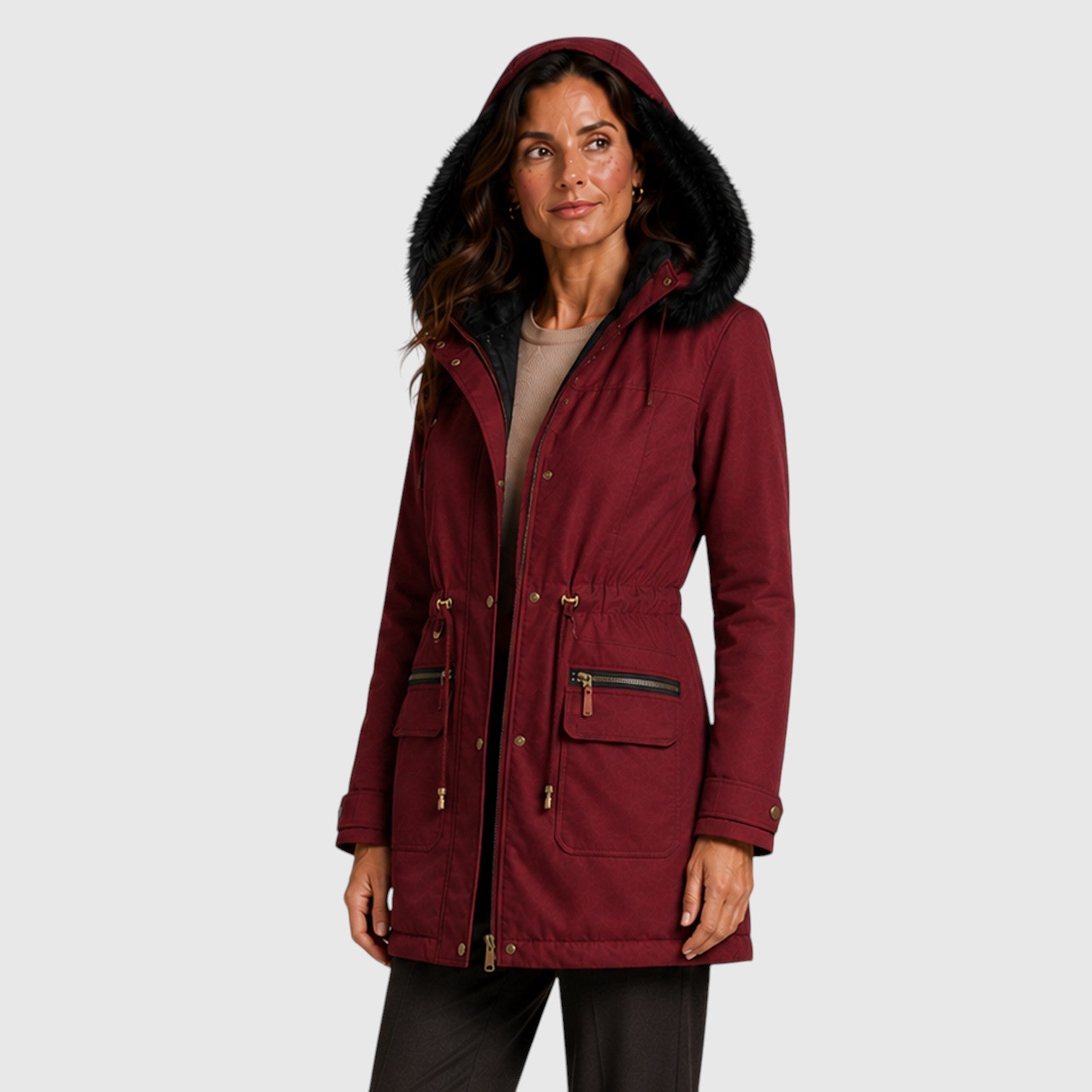 Monvaline | Women’s Warm Hooded Jacket with Zip Front and Pockets