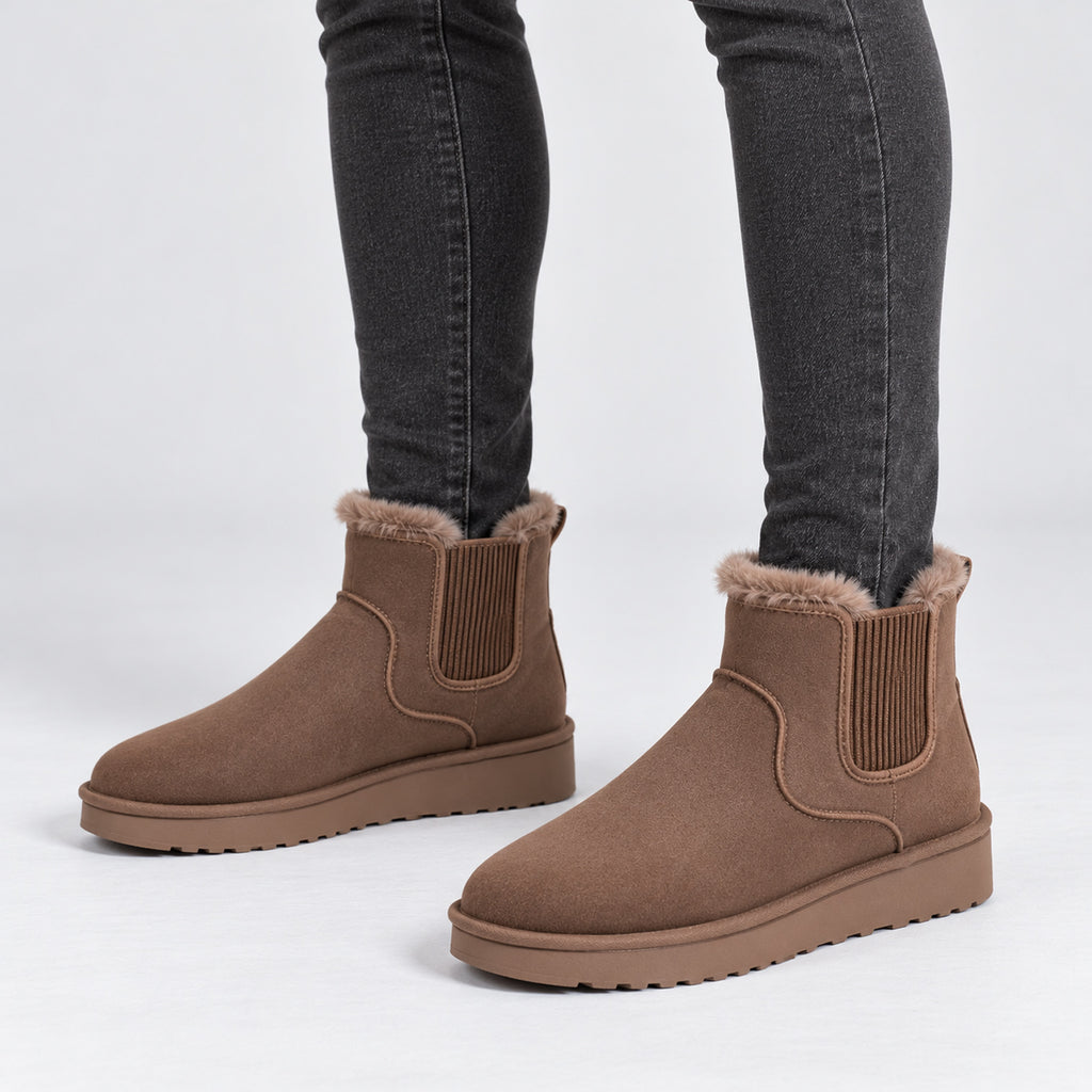 Monvaline | Women’s Warm Winter Boots – Slip-On Ankle Style