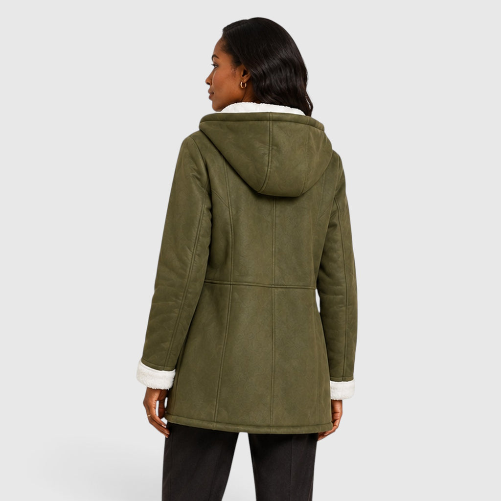 Monvaline | Women’s Warm Winter Toggle Coat with Sherpa Lining and Hood