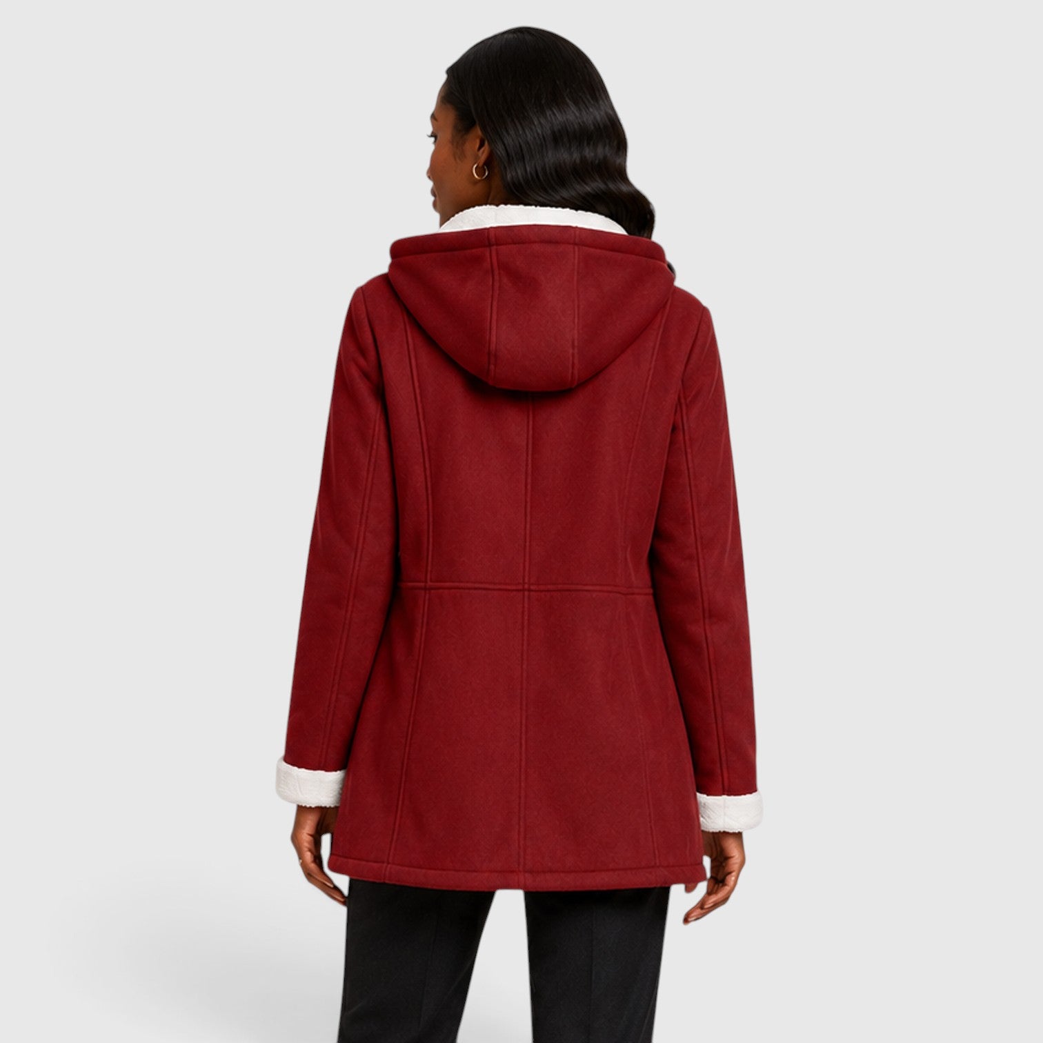Monvaline | Women’s Warm Winter Toggle Coat with Sherpa Lining and Hood