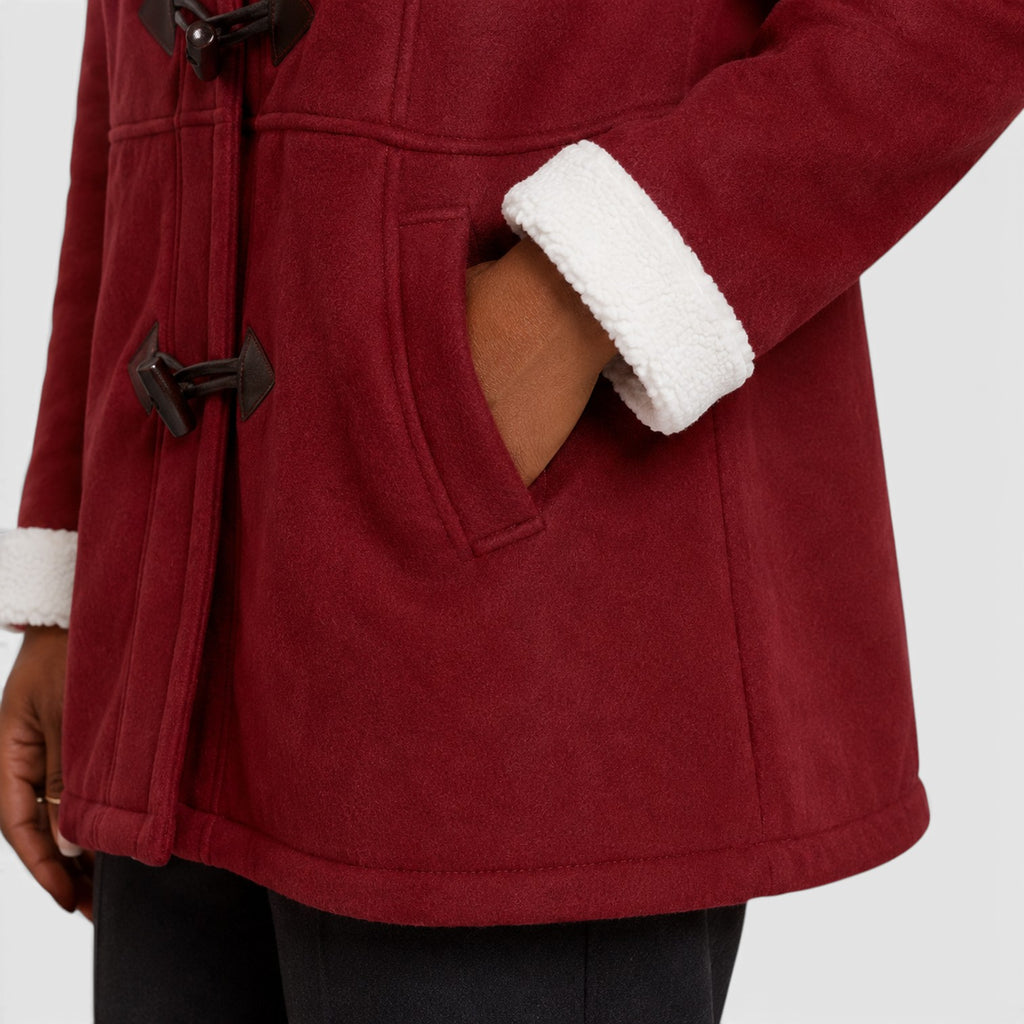 Monvaline | Women’s Warm Winter Toggle Coat with Sherpa Lining and Hood