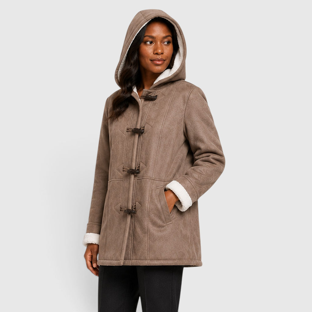 Monvaline | Women’s Warm Winter Toggle Coat with Sherpa Lining and Hood