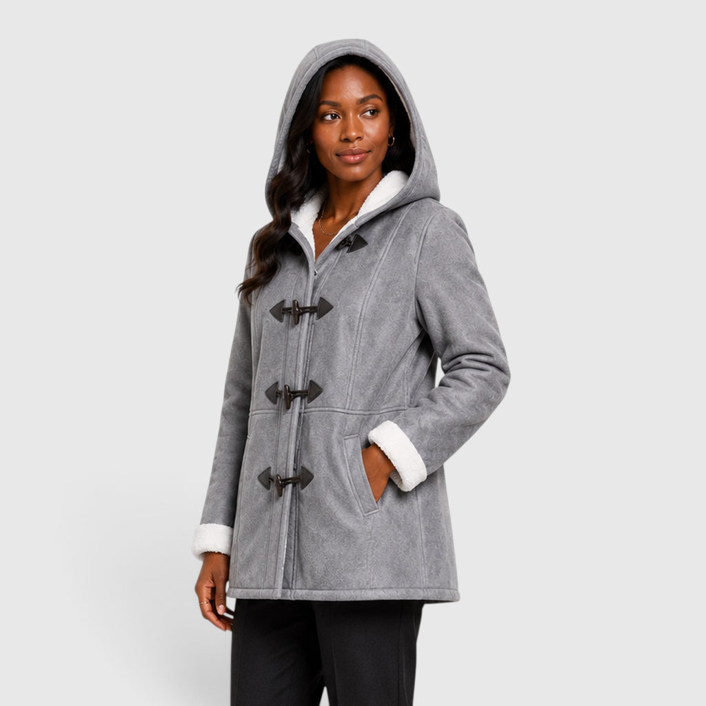 Monvaline | Women’s Warm Winter Toggle Coat with Sherpa Lining and Hood