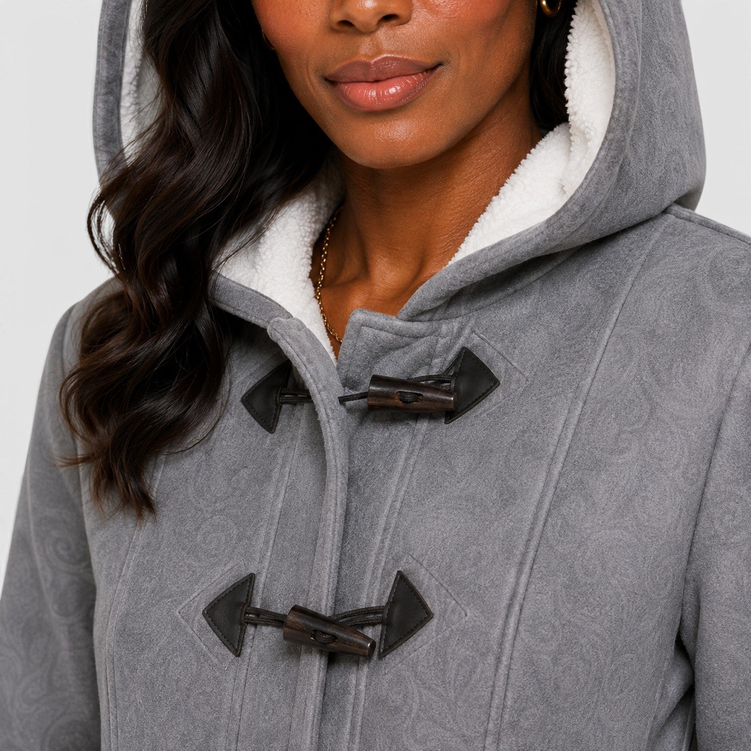 Monvaline | Women’s Warm Winter Toggle Coat with Sherpa Lining and Hood