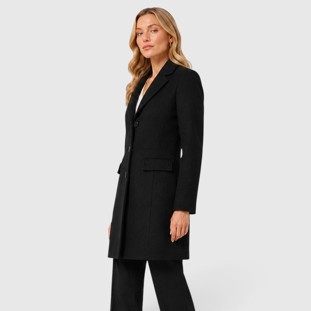 Monvaline | Women’s Wool Blend Winter Coat Classic Lapel Tailored Fit