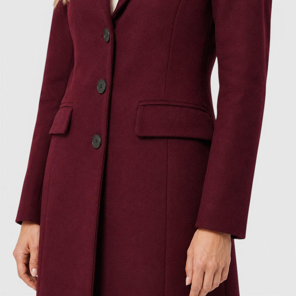 Monvaline | Women’s Wool Blend Winter Coat Classic Lapel Tailored Fit