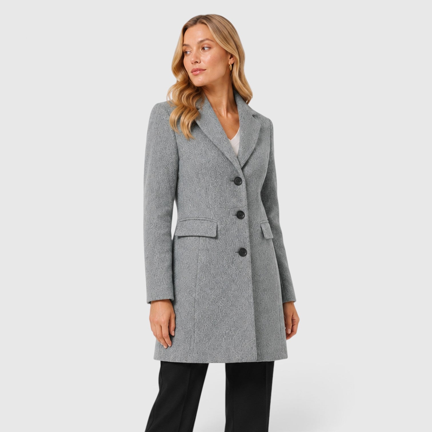 Monvaline | Women’s Wool Blend Winter Coat Classic Lapel Tailored Fit