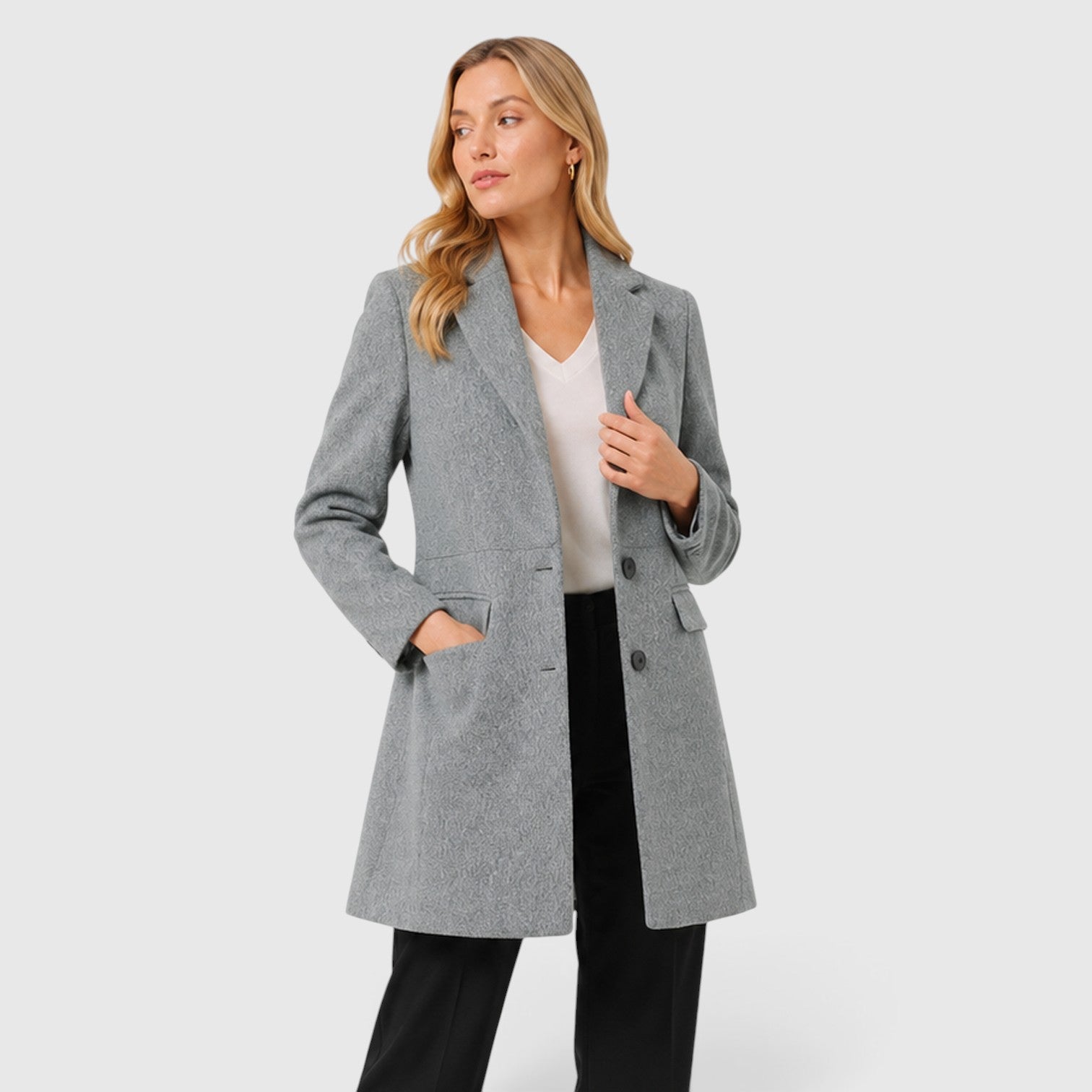 Monvaline | Women’s Wool Blend Winter Coat Classic Lapel Tailored Fit