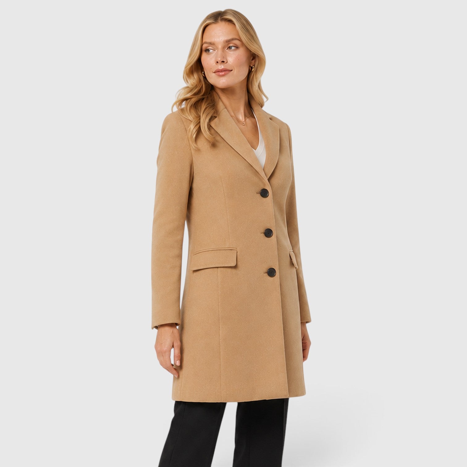 Monvaline | Women’s Wool Blend Winter Coat Classic Lapel Tailored Fit