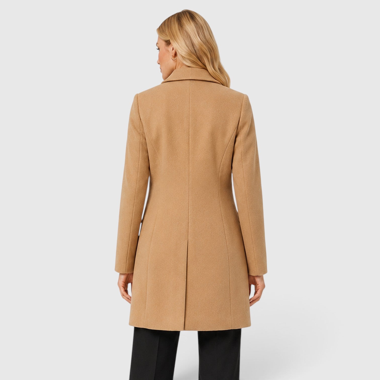 Monvaline | Women’s Wool Blend Winter Coat Classic Lapel Tailored Fit