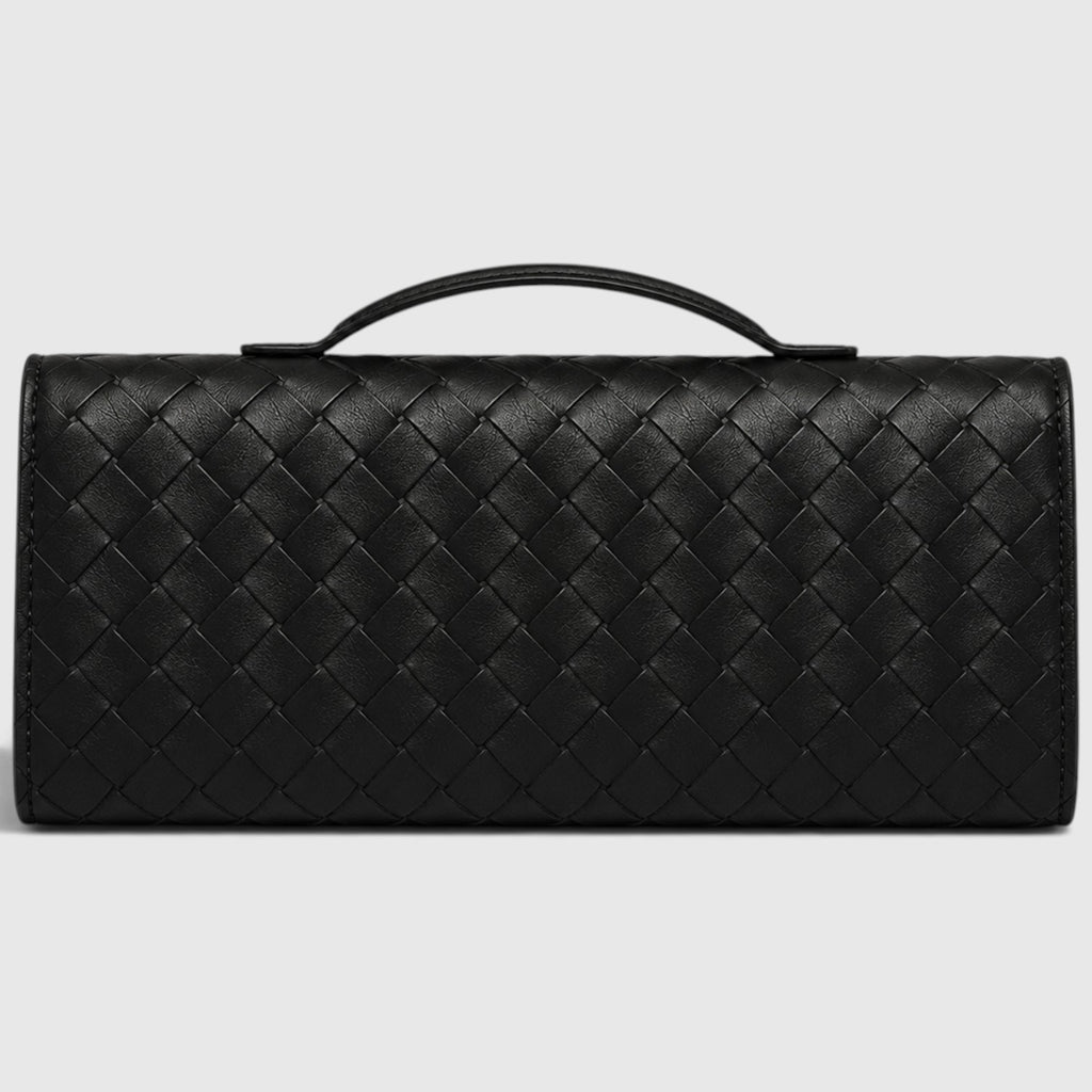 Monvaline | Women’s Woven Clutch Bag – Leather Shoulder Evening Handbag