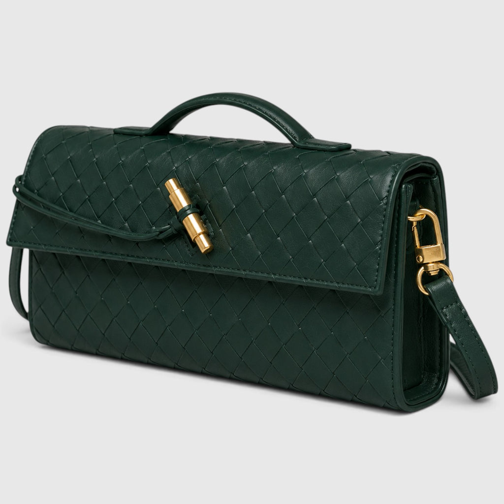 Monvaline | Women’s Woven Clutch Bag – Leather Shoulder Evening Handbag