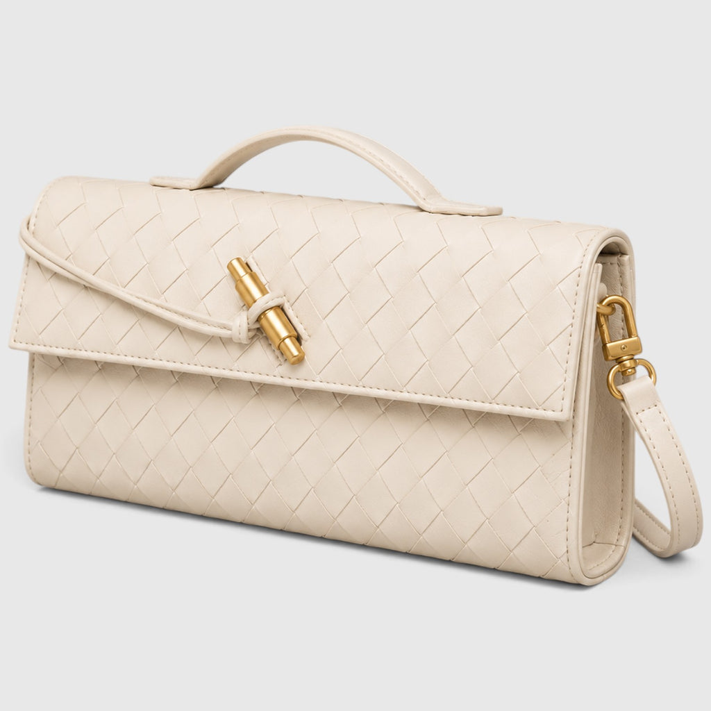 Monvaline | Women’s Woven Clutch Bag – Leather Shoulder Evening Handbag