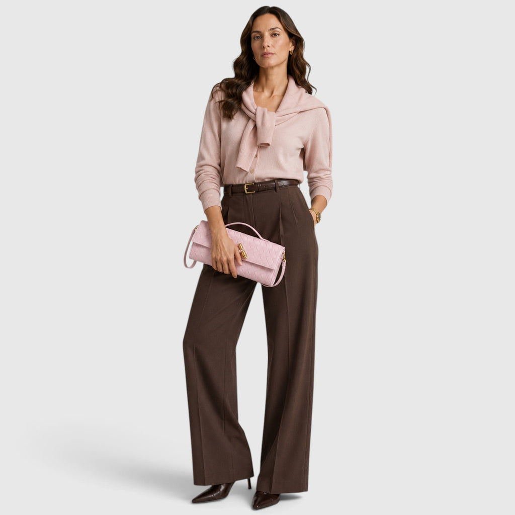 Monvaline | Women’s Woven Clutch Bag – Leather Shoulder Evening Handbag