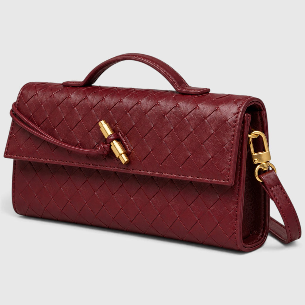 Monvaline | Women’s Woven Clutch Bag – Leather Shoulder Evening Handbag