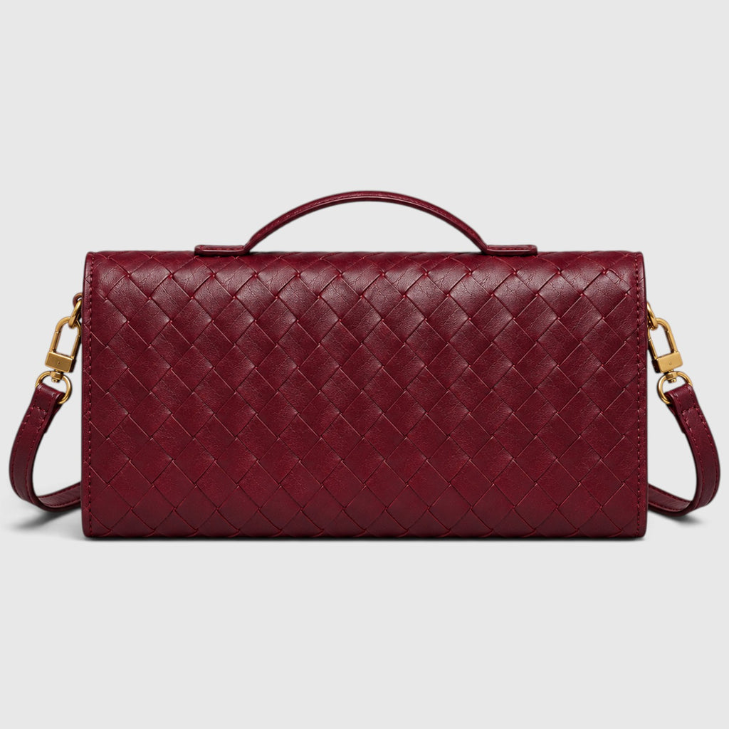 Monvaline | Women’s Woven Clutch Bag – Leather Shoulder Evening Handbag
