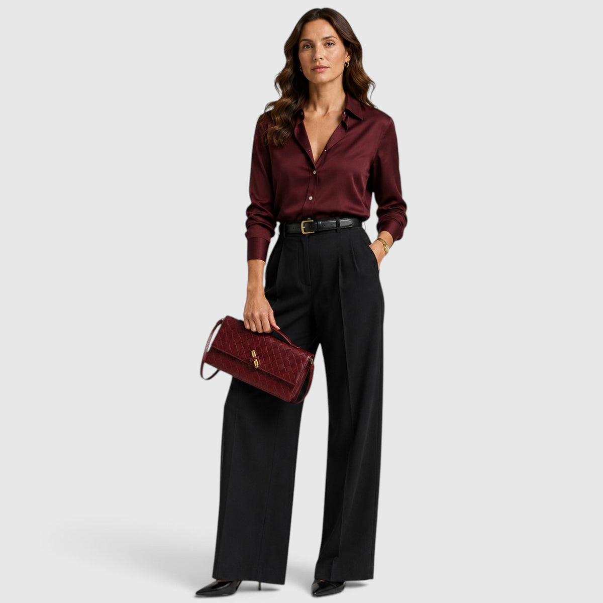 Monvaline | Women’s Woven Clutch Bag – Leather Shoulder Evening Handbag
