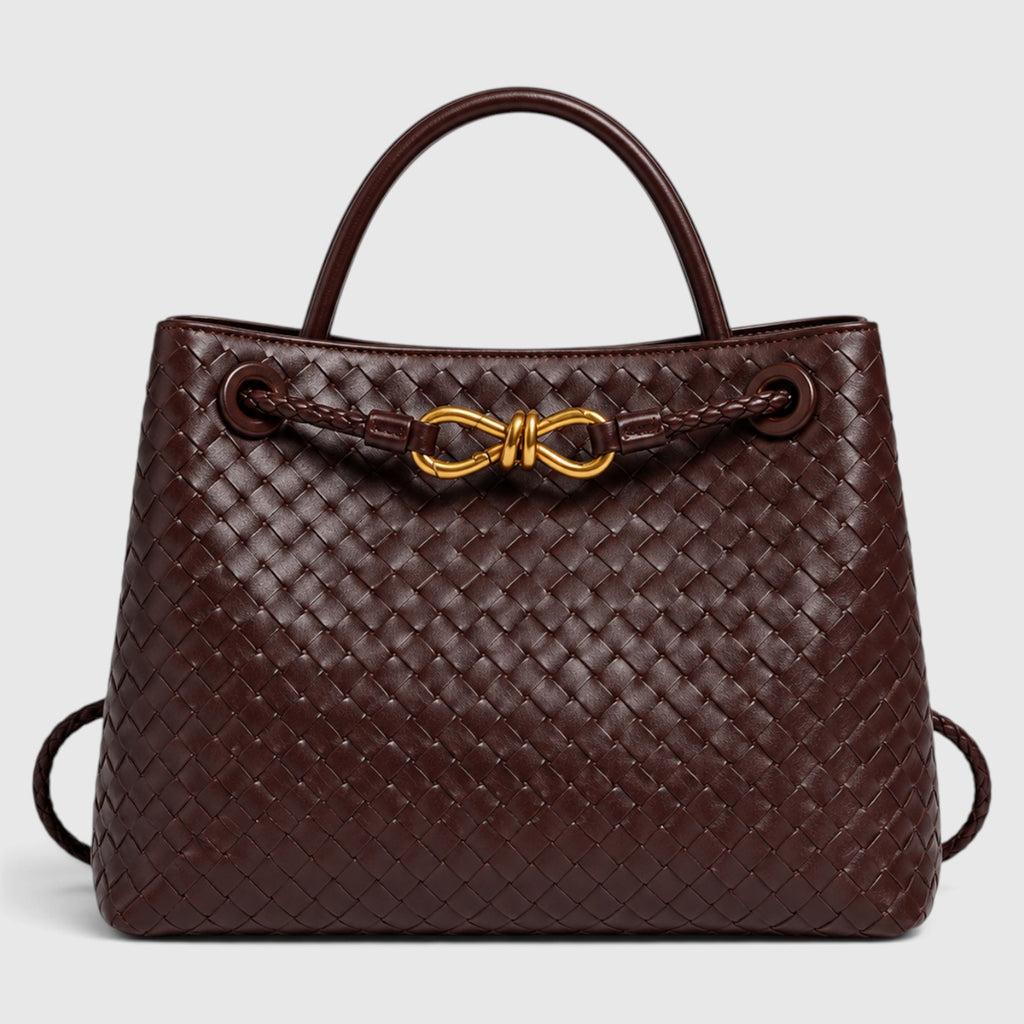 Monvaline | Women’s Woven Luxury Tote Bag – Soft Vegan Leather Shoulder Bag