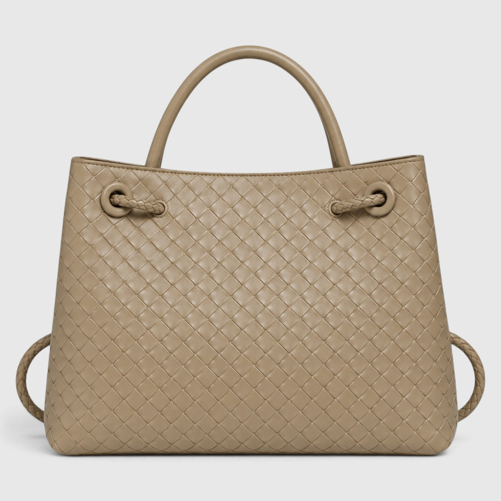 Monvaline | Women’s Woven Luxury Tote Bag – Soft Vegan Leather Shoulder Bag