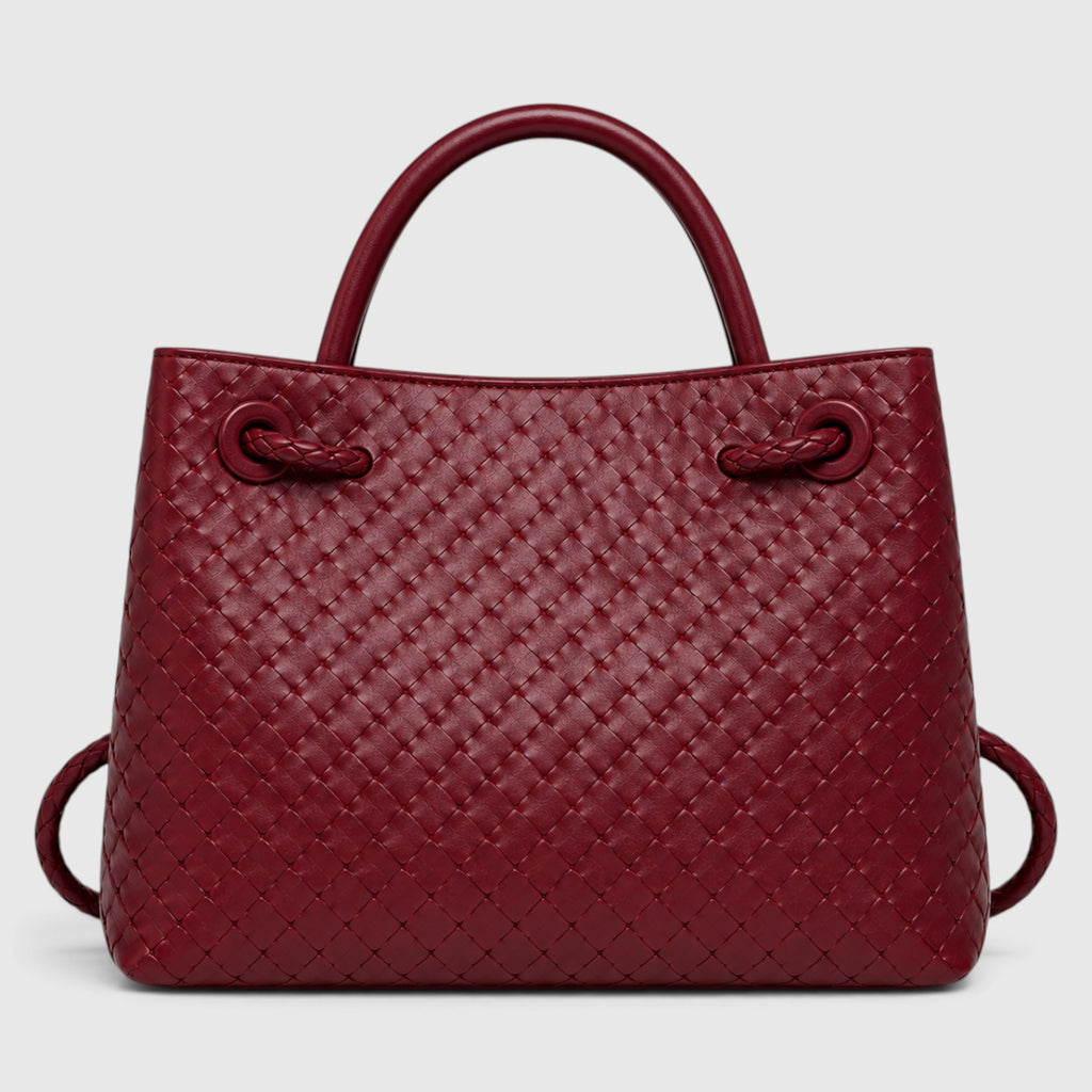 Monvaline | Women’s Woven Luxury Tote Bag – Soft Vegan Leather Shoulder Bag