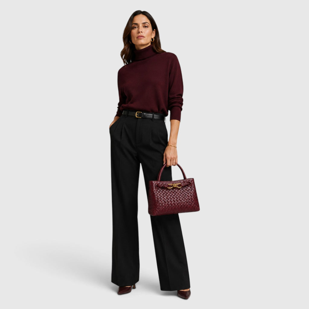 Monvaline | Women’s Woven Luxury Tote Bag – Soft Vegan Leather Shoulder Bag