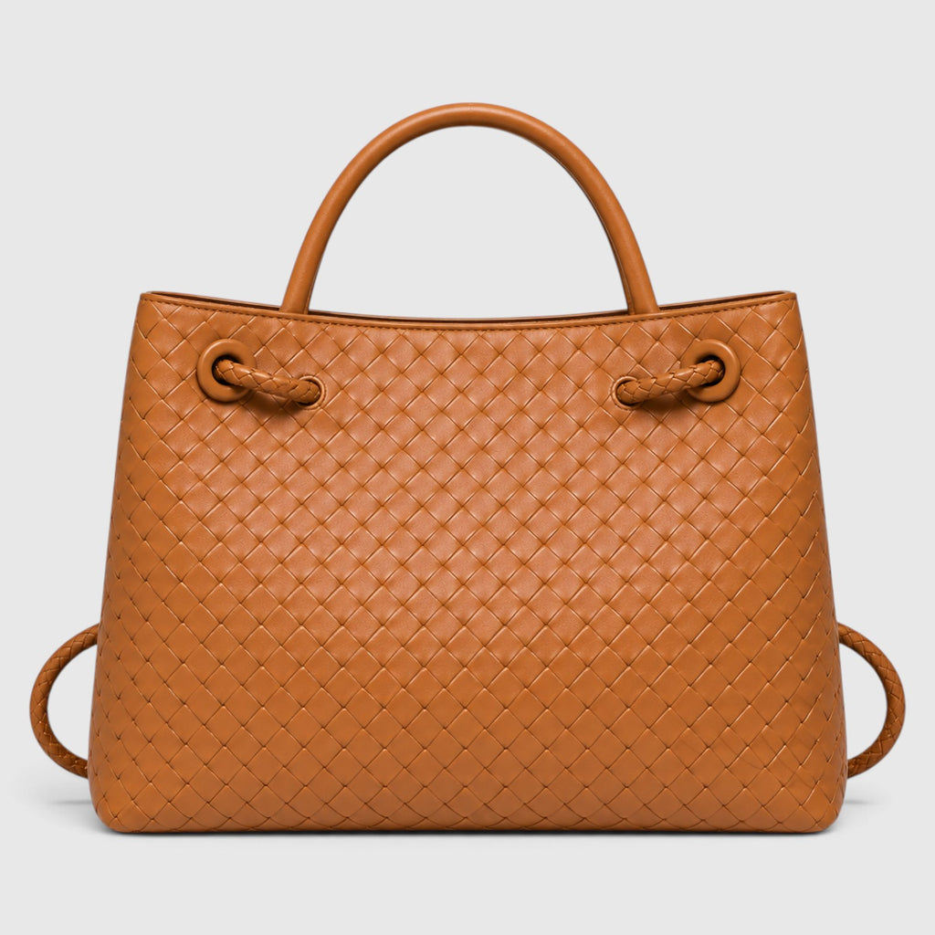 Monvaline | Women’s Woven Luxury Tote Bag – Soft Vegan Leather Shoulder Bag