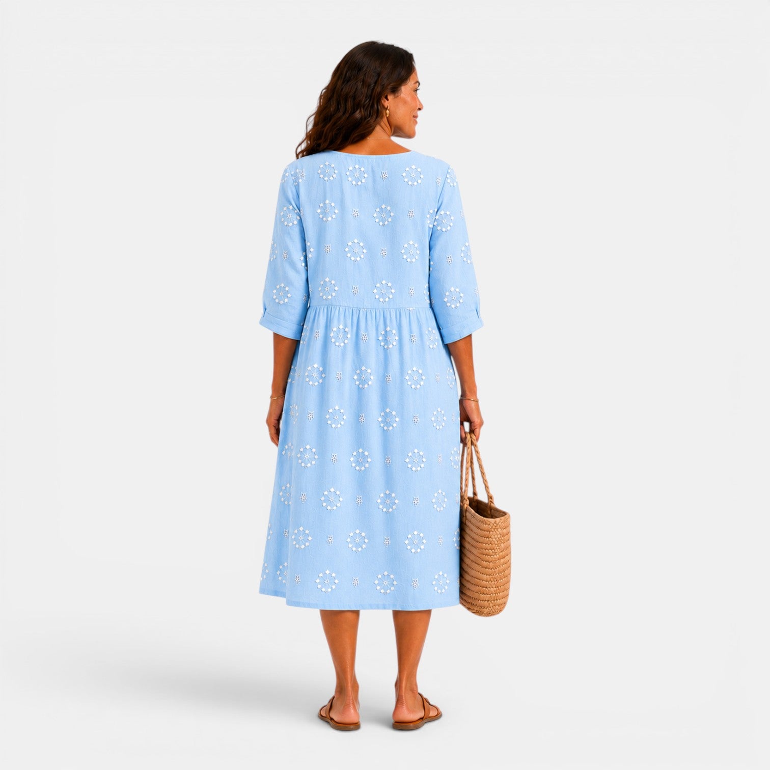 Monvaline | Women's 3D Floral Print Dress Lightweight Midi Summer Dress