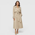 Monvaline | Women's Belted Long Trench Coat for Business Casual Wear