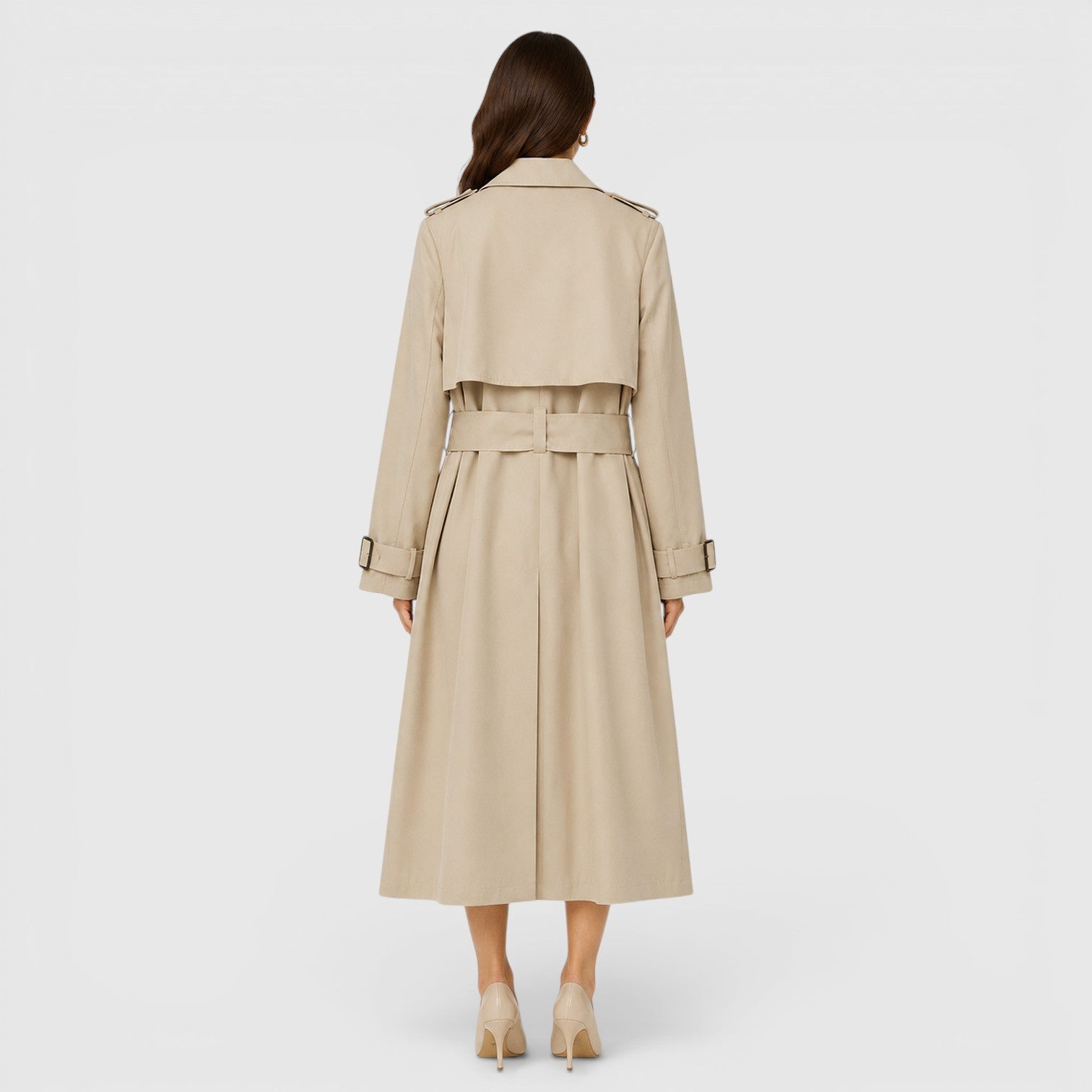 Monvaline | Women's Belted Long Trench Coat for Business Casual Wear