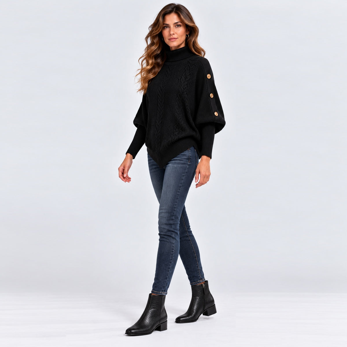 Monvaline | Women's Black Leather Ankle Boots with Zip