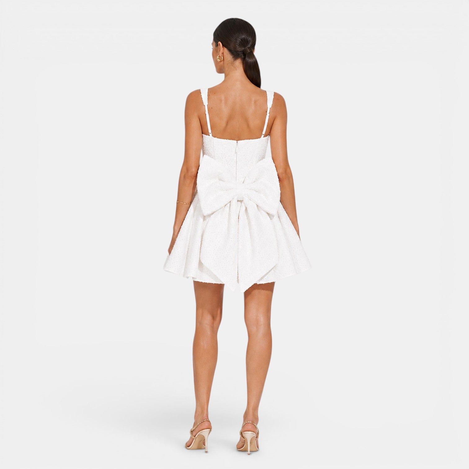 Monvaline | Women's Bow Mini Dress Elegant Cocktail Evening Wear