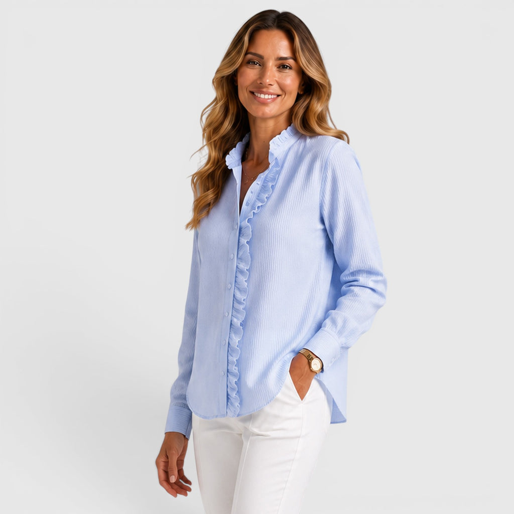 Monvaline | Women's Striped Button-Up Lightweight Blouse